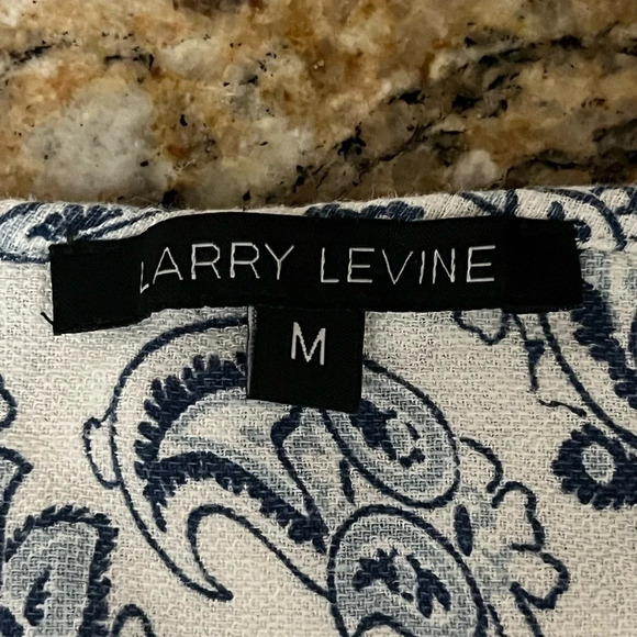 Larry levine Paisley Linen Blouse Women’s Hippie Boho Modest Mature Beach Boxy M - Picture 8 of 9